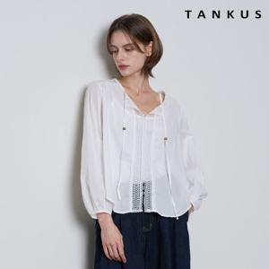 [탱커스]에스닉 스트랩 펀칭 포인트 긴팔 블라우스  TX3BL012L0