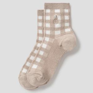 [빈폴] 여성 깅엄체크 중목 양말 - 베이지 BE58KTL13A 022 (여)