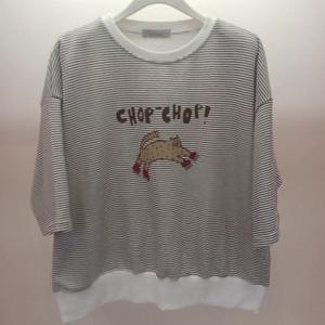 Latium HC06 국내생산 팔뚝품편한 애니표범스트라이프 5부반팔 라운드 티셔츠 T2531ts12I