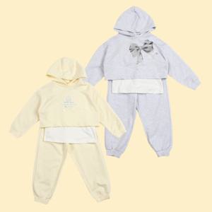 [로엠걸즈(아동)]후드레이어드티셔츠조거바지상하세트RGSM2514C