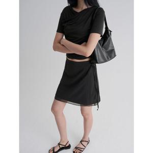 (115827AY35) [에잇세컨즈] 시폰 투톤 미니 랩스커트  블랙