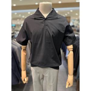 [리얼지오지아][25SS] 남성 블랙 미라쿨 원버튼 반팔 카라티 ADF3TT1901