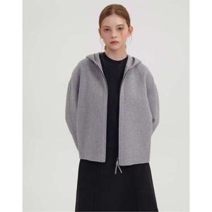 질스튜어트 뉴욕 여성 24FW 스테디셀러 그레이 포켓 울캐시미어혼방 하프코트 WJCO4D719G1