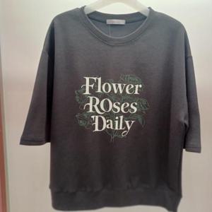 Latium HC06 국내생산 팔뚝품편한 루즈핏 데이로즈 5부반팔 라운드 티셔츠 T2531ts14DG