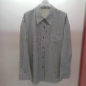 Destijl HC06 엉덩이길이 품편한 제니 구김없는 스트라이프 남방형 하프 셔츠블라우스 D2533bl05B