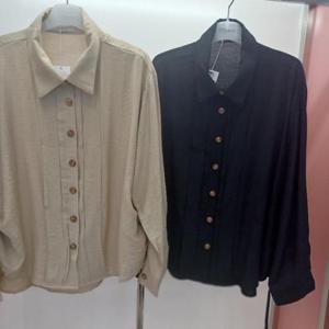 Destijl HC06 엉덩이길이 뱃살커버 스트링 부드럽고 깔끔한 남방형 셔츠블라우스 D2533bl03