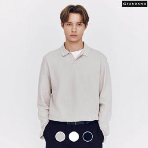 [지오다노]남성 슬릿 폴로넥 긴팔 티셔츠 015501/01015501