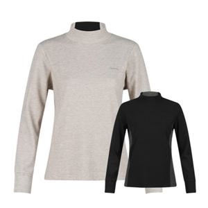 아날도바시니 여성 하이넥 리브 배색 기모 긴팔 골프셔츠 ABWTS44303