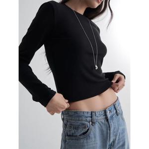 (355941LY75) [에잇세컨즈] 코튼블렌드 긴소매 티셔츠  블랙