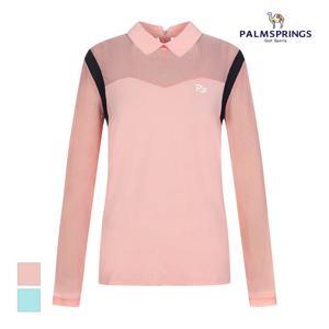 [팜스프링스] 여성 시스루배색 카라티셔츠_STZL221203