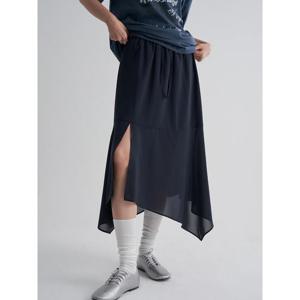 (125827MQ4R) [에잇세컨즈] 시어 언밸런스 스커트  네이비