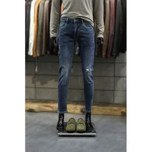 [빠니깔레]MARIO미드블루 데미지워시드 소프트슬림스판진 m-hjean54bl