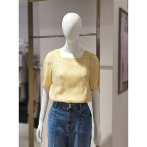 [에꼴드파리]MARIO스퀘어넥 체크 블라우스 M13RB36WBAM13Z