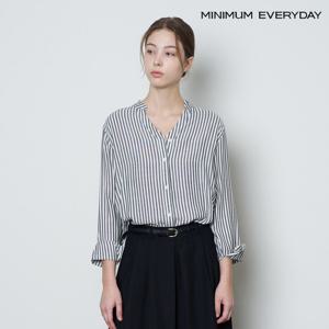 [미니멈][미니멈 에브리데이]차이나 카라 스트라이프 긴팔 셔츠 (EB3BA048D)