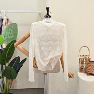 [포커스]FF5H3TS30091_시스루 프릴 반목 티셔츠