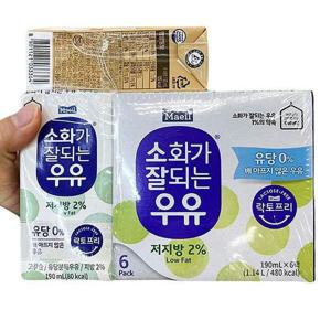 매일유업 소화가 잘되는 저지방 멸균우유 190ml x 6입 X 1개 a81163