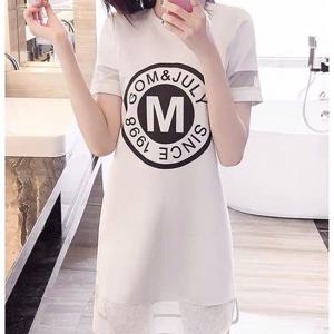 여자원피스 여성 반팔원피스 2컬러 1P 밑단 망사 프린팅 치마