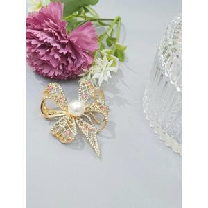 [이쁜] 핑크포인트 진주 큐빅 브로치