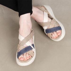 [잇백잇슈] 캐주얼크로스샌들 샌달 찍찍이 간편 일상