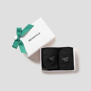 [빈폴] 남성 베이직 중목 양말 2족 세트 - 블랙 BE59KTM915