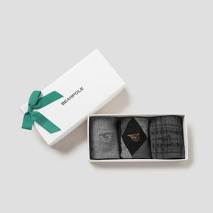 [빈폴] 남성 패턴 중목 양말 3족 세트 - 그레이 BE59KTM923