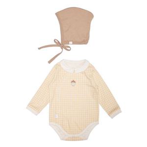 [밍크뮤]밍크뮤 피마체크 바디수트 모자세트_YE (33A7004001)