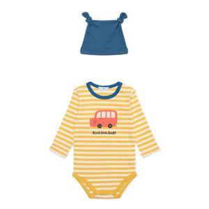 [블루독베이비]블루독베이비 자동차 스트라이프 바디수트 모자세트_YE (43A7067604)