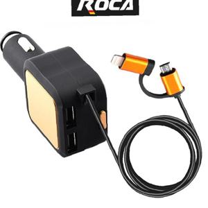 로카627 듀얼 4.8A 릴케이블 USB 고속 차량용충전기