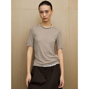 (115942BY1A) [에잇세컨즈] 레이어드 반소매 티셔츠  베이지