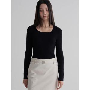 (325951LY45) [에잇세컨즈] 온고잉 립 스퀘어넥 풀오버  블랙