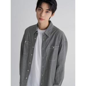 (455964LY14) [에잇세컨즈] 샴브레이 워크셔츠  애쉬