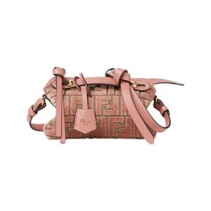 펜디 바이 더 웨이 소프트 FF 자카드 벨벳 미니백 핑크 8BS098AT14F13VM