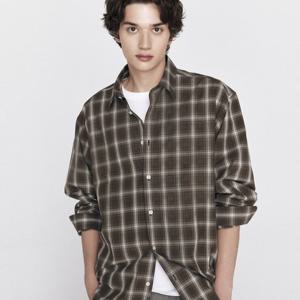 [지오다노] 오버핏 체크 셔츠 남자 가을 포플린 체크 남방 591104