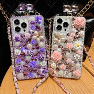 아이폰17 에어 프로 맥스 퍼퓸 큐빅 체인 바디스트랩 줄 케이스