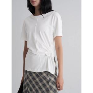 (165942DY21) [에잇세컨즈] 슬릿 셔링 반소매 티셔츠 화이트