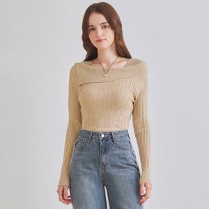 [포커스]오프숄더 슬림 골지 니트 PBBF5F1KT2151