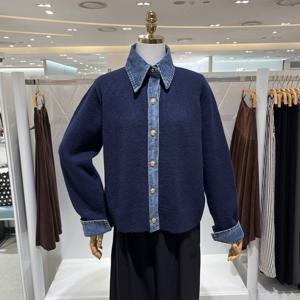 [밸리걸] 데님 배색 니트 가디건 818250