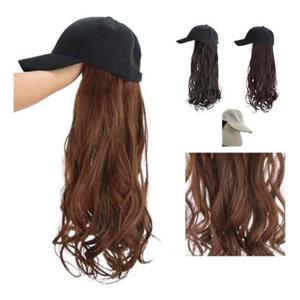 웨이브 키밍 일체형 모자 가발 긴머리 자연스러운