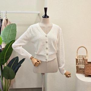 [포커스]FF5I9KC5268_리본 버튼 브이넥 가디건