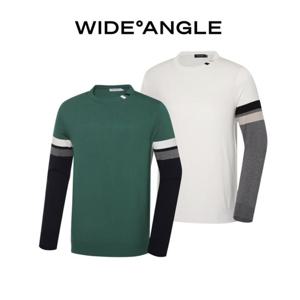 [와이드앵글]CO 배색 소매 라운드 스웨터 M WMU23K12