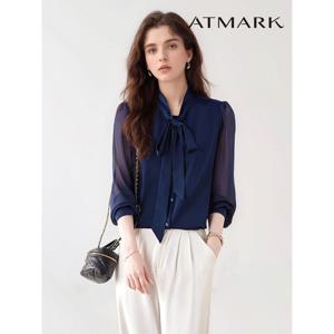 [앳마크]ATMARK 쉬폰시스루타이넥셔츠_AA56SH020G
