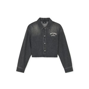 MLB긴팔티 PQJ 3FDRV0144-50CGS 여성 바시티 컬시브 자수 크롭 데님셔츠 뉴욕양키스