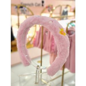 [프렌치캣 9D] 핑크  퍼 꽃 헤어밴드 (Q46DG5051S)