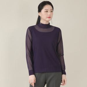 애비뉴투지 엄마옷 시스루 망사 스판 반폴라 봄 가을 긴팔 티셔츠 A10519