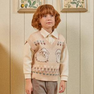 [치크(키즈)]양 자카드 스웨터 조끼 CKVK24W3B