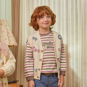 [치크(키즈)]레터링 자카드 브이넥 조끼 CKVK24W2B