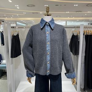 [밸리걸] 데님 배색 니트 가디건 818251