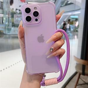 아이폰15 플러스 프로 맥스 풀커버 범퍼반투명젤리 스트랩케이스