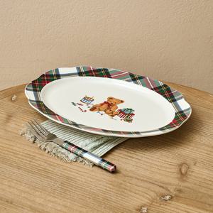 [모던하우스] 홀리베어 스칼럽 타원접시 L30 체크림