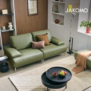 에멜 3인 천연면피 소가죽 소파+스툴